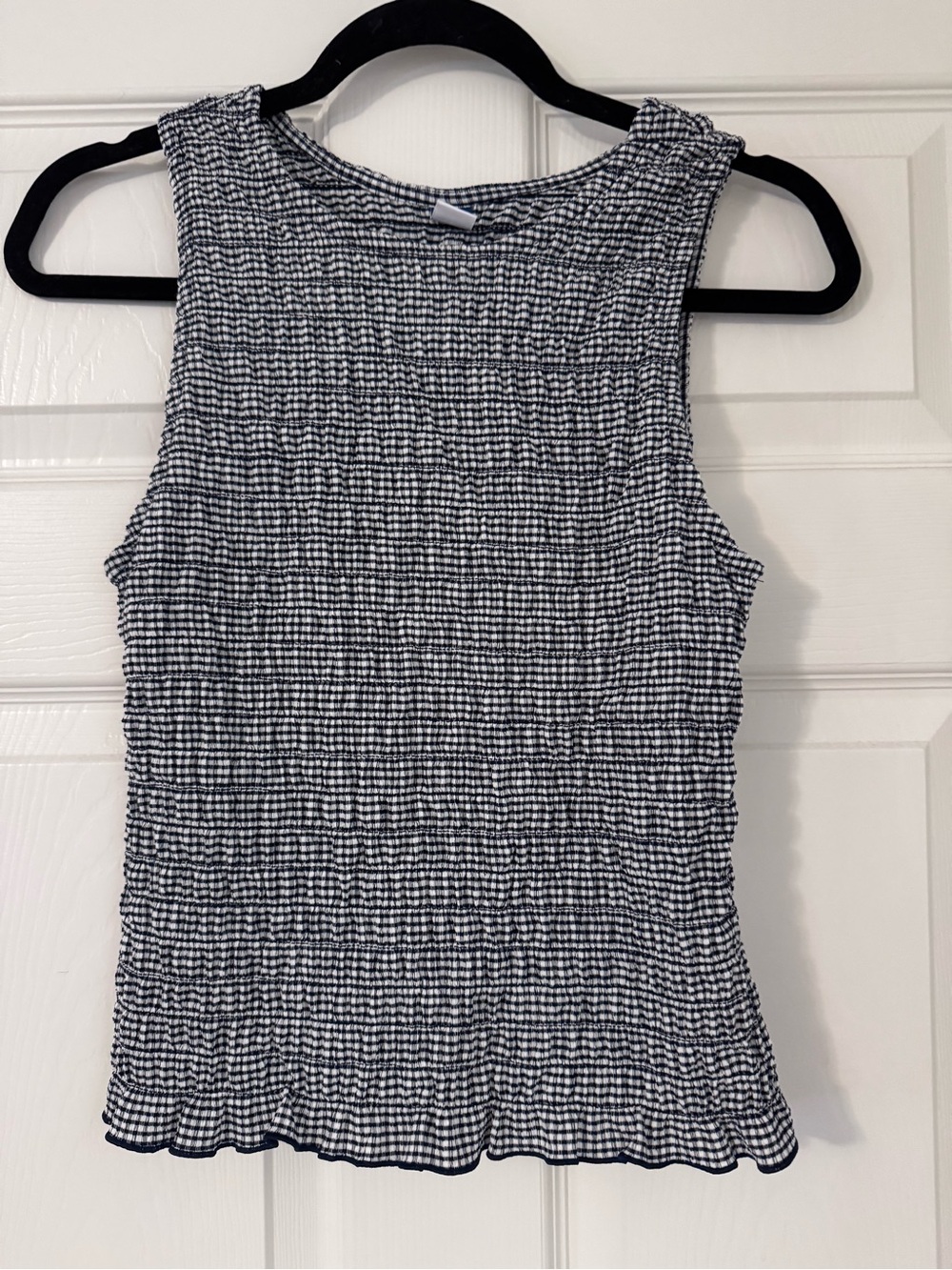 Old Navy Black and White Smocked Tank Top
